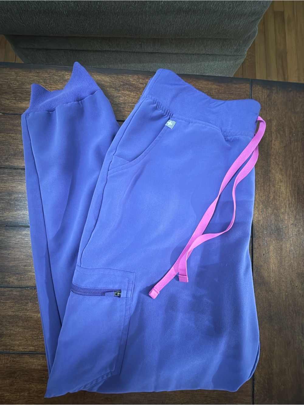 Figs Amethyst Scrub Pants with Pink Drawstring